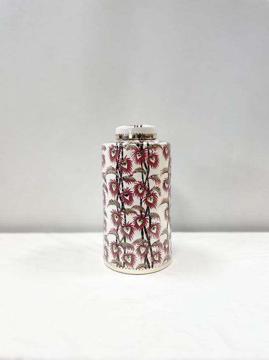 Vintage Bamboo Tall Canister - Ruby