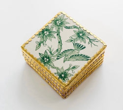 Vintage Bird British Green Coasters - Set of 6
