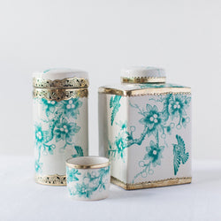 Vintage Bird Large Square Ginger Jar