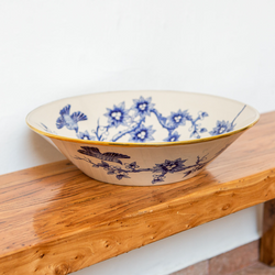 Vintage Bird Large Bowl - Cobalt Blue