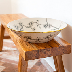 Vintage Bird Large Bowl - Charcoal